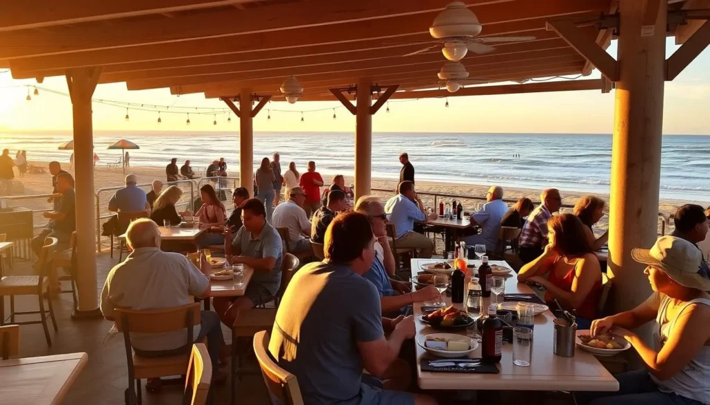 Beachside dining at Bolsa Chica State Beach California with ocean views Beachside dining at Bolsa Chica State Beach California with ocean views