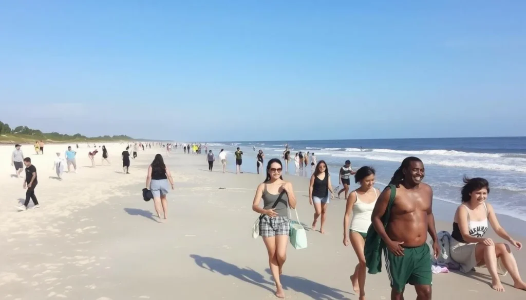 Beautiful spring day at Little Talbot Island State Park beach with mild weather and few visitors