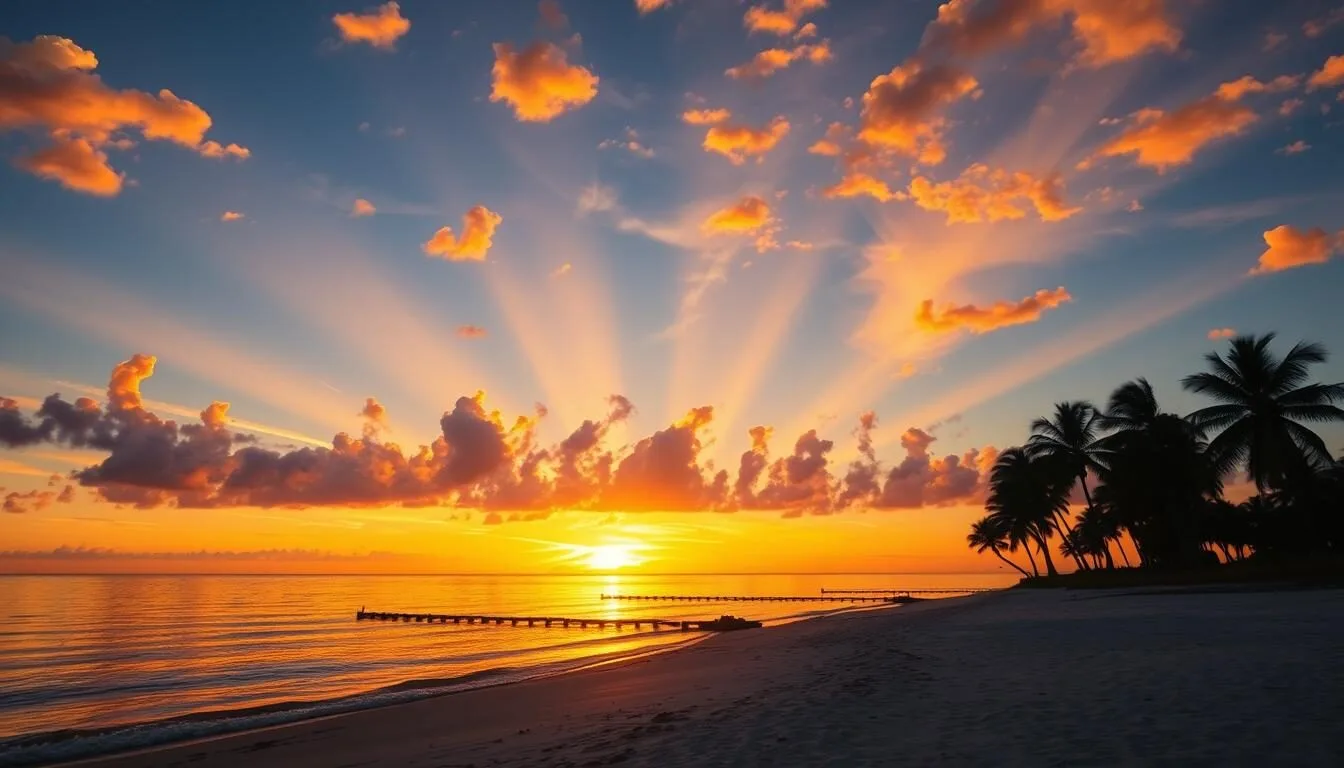 Beautiful sunset at St. Lucie Inlet Preserve State Park Florida beach