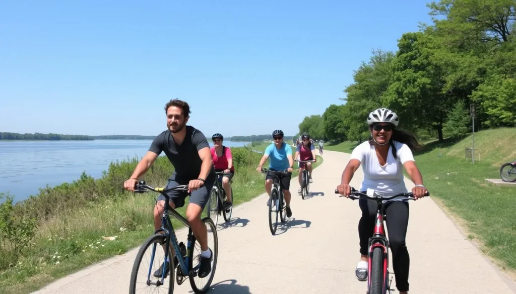 Biking trail along the Lewis and Clark route in Illinois Biking trail along the Lewis and Clark route in Illinois