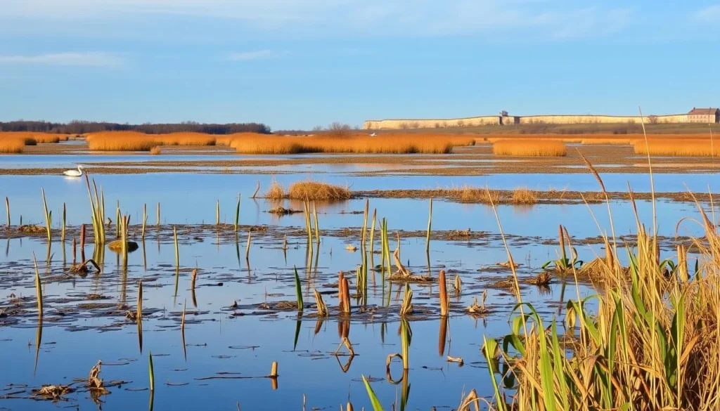 Bird watching at Kidd Lake Marsh near Fults Hill Prairie Nature Preserve Illinois