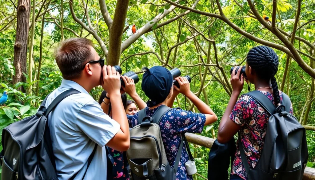 Birdwatching in Semuliki National Park with diverse bird species visible