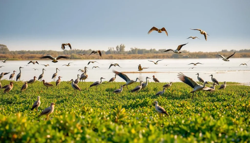 Birdwatching on Lake Hawassa with diverse bird species visible in natural habitat