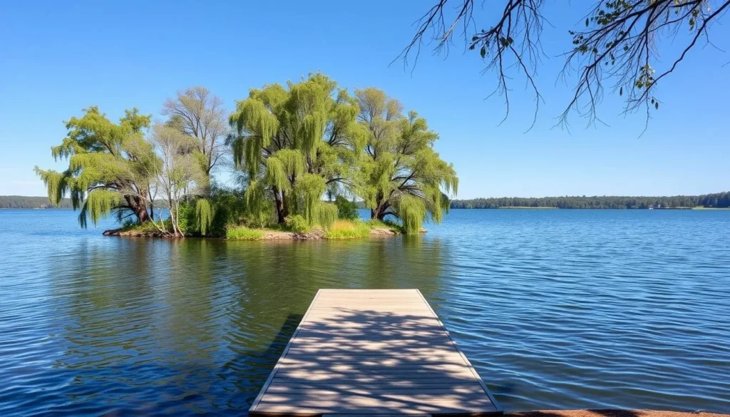 Boat launch area at Horseshoe Lake Alexander County State Park Illinois with cypress trees Boat launch area at Horseshoe Lake Alexander County State Park Illinois with cypress trees