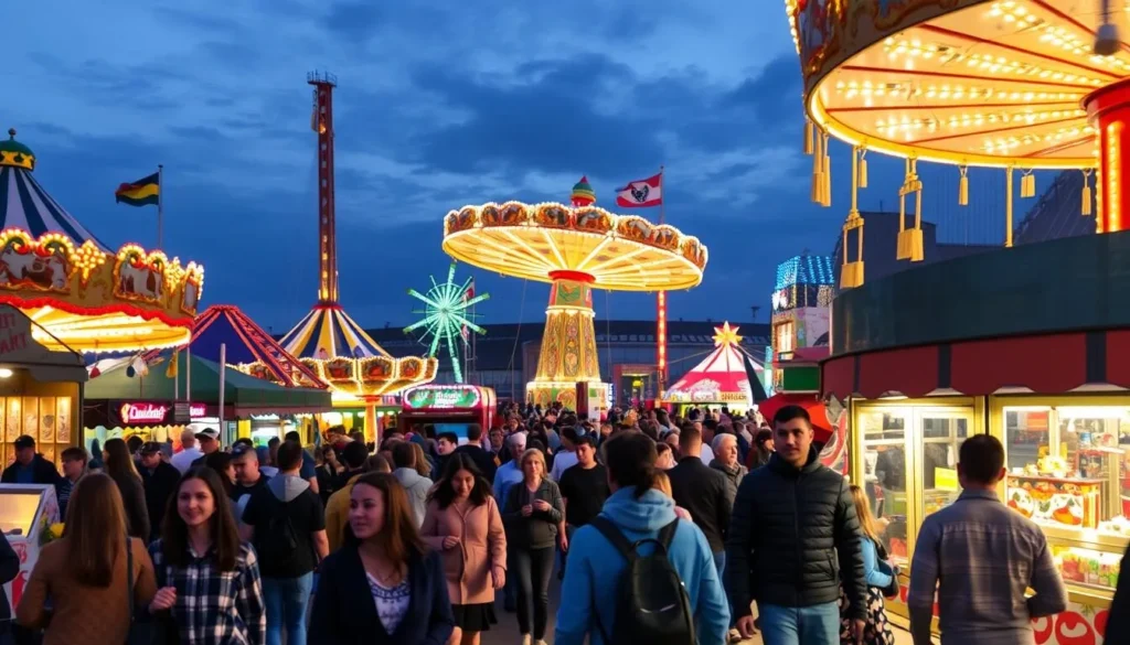 Bremen's Freimarkt festival with colorful carnival rides and crowds enjoying the festivities, Bremen, Germany: Best Things to Do - Top Picks