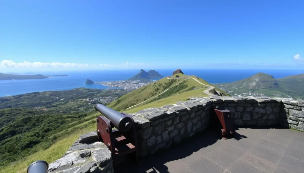 Brimstone Hill Fortress National Park in St. Kitts with panoramic ocean views Brimstone Hill Fortress National Park in St. Kitts with panoramic ocean views