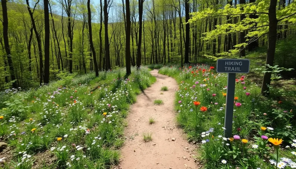 Broad Mountain Pennsylvania in spring with wildflowers blooming along hiking trails