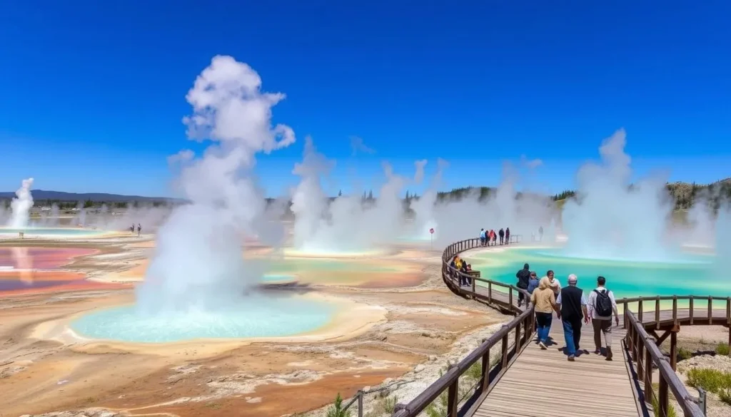 Bumpass Hell geothermal area with boardwalks and steam vents, showcasing Mount Lassen California things to do Bumpass Hell geothermal area with boardwalks and steam vents, showcasing Mount Lassen California things to do