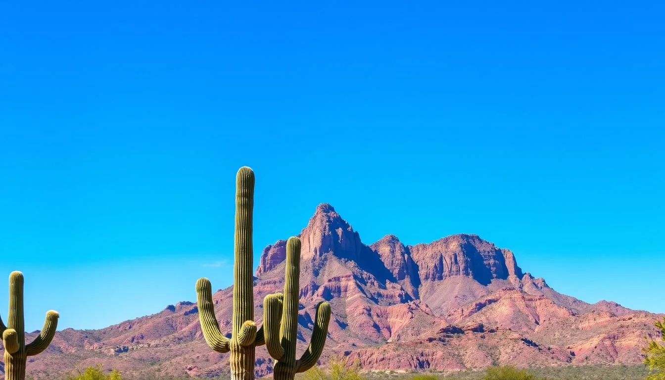 Camelback Mountain, Arizona with its distinctive camel-shaped silhouette against a clear blue sky