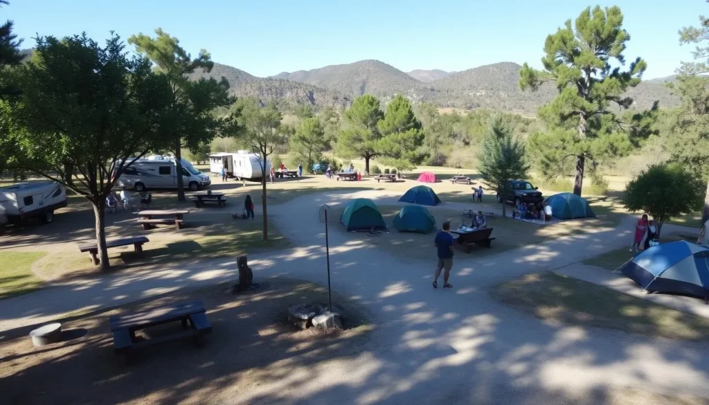 Campground at Carnegie State Vehicular Recreation Area with shaded picnic areas and camping facilities Campground at Carnegie State Vehicular Recreation Area with shaded picnic areas and camping facilities