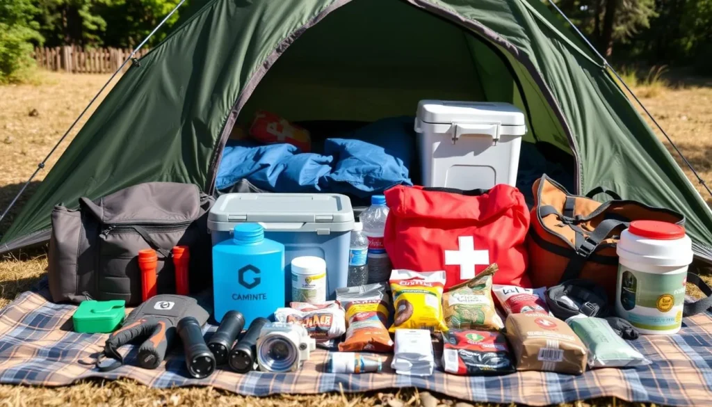 Camping gear and supplies laid out for a trip to Green River State Park Illinois Camping gear and supplies laid out for a trip to Green River State Park Illinois