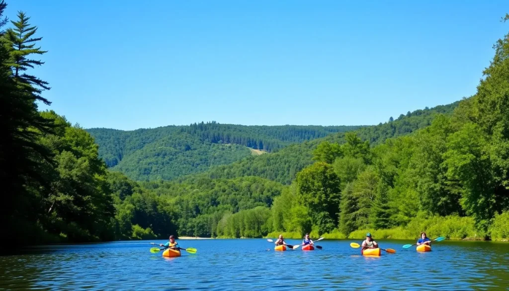 Canoe Creek State Park with kayakers on the lake Canoe Creek State Park with kayakers on the lake