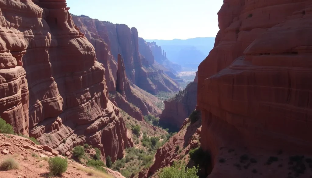 Canyon de Chelly National Monument showing dramatic red rock formations and ancient cliff dwellings