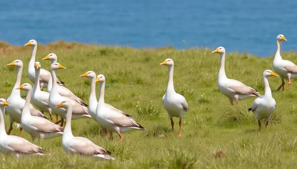 Cape Barren geese, a protected species found in the Furneaux Islands Tasmania