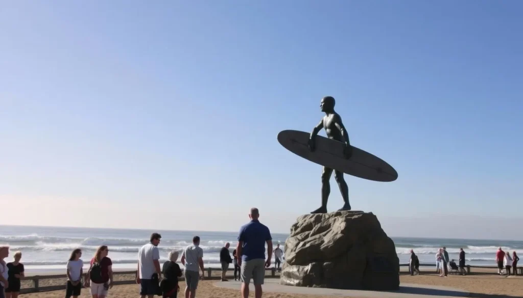 Cardiff Kook statue near San Elijo State Beach California with ocean backdrop Cardiff Kook statue near San Elijo State Beach California with ocean backdrop