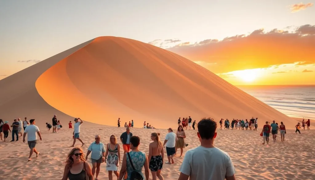 Carlo Sand Blow at sunset with tourists enjoying the view