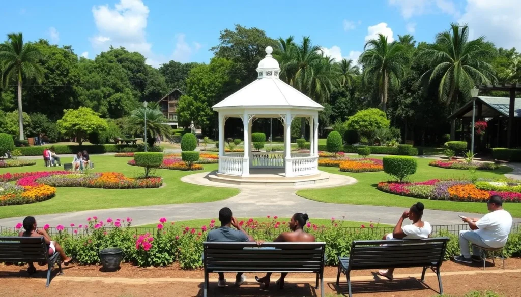 Cecil Charlton Park in Mandeville with its beautiful gardens and gazebo