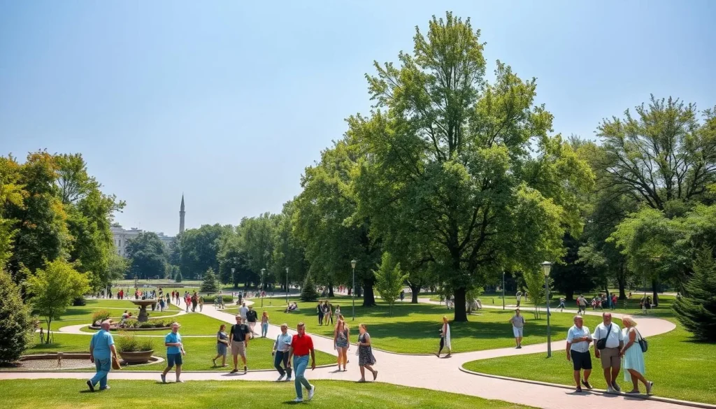 Central Park of Culture and Rest in Penza with visitors enjoying outdoor activities