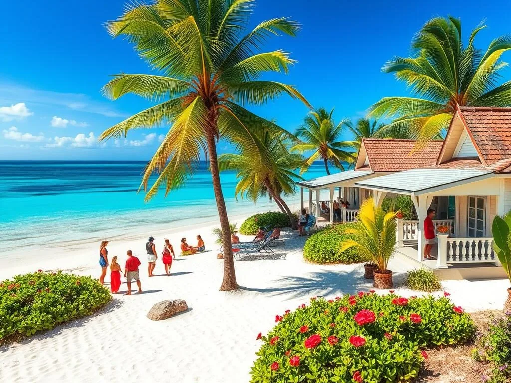 Charming beachfront bungalows in Sainte-Anne with turquoise waters