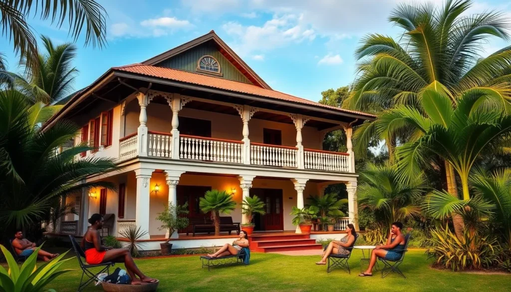 Charming guesthouse in New Amsterdam with colonial architecture and tropical garden