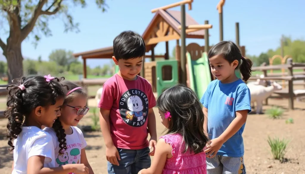 Children learning at the Discovery Farm area in Martial Cottle Park State Recreation Area California Children learning at the Discovery Farm area in Martial Cottle Park State Recreation Area California