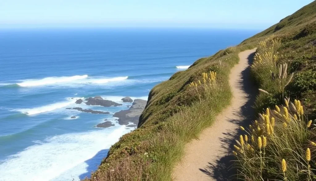 Coastal trail at Point Cabrillo Light Station State Historic Park with ocean views