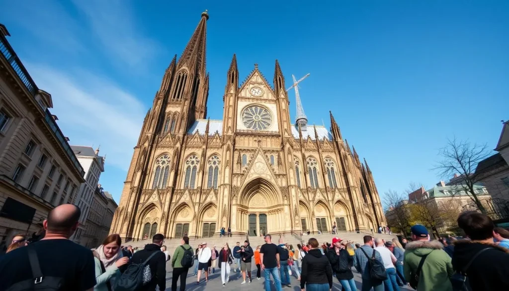 Cologne Cathedral (Kölner Dom) with tourists in the foreground