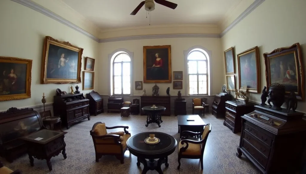 Colonial Art Museum in Sancti Spiritus showing period furniture and artifacts