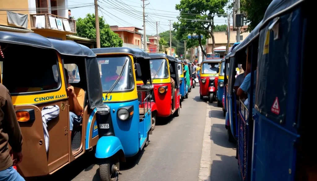 Colorful Bajaj auto-rickshaws in Mekelle Ethiopia, a popular transportation option for exploring the best things to do Colorful Bajaj auto-rickshaws in Mekelle Ethiopia, a popular transportation option for exploring the best things to do