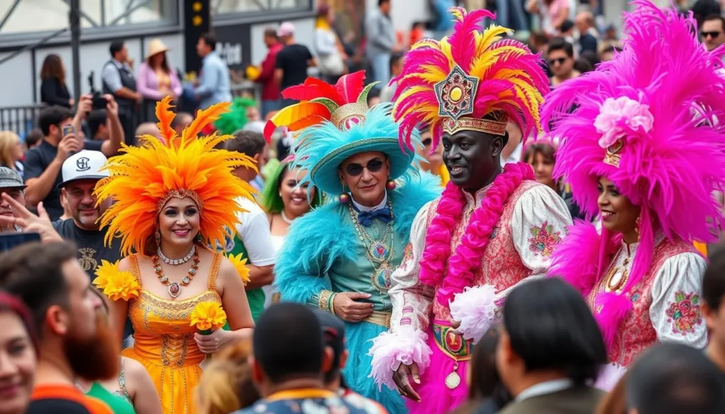 Colorful Dunkirk Carnival celebration with costumed participants