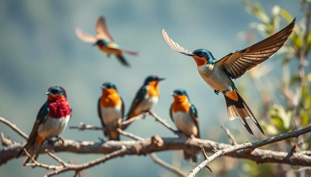 Colorful birds of Geraille National Park including the endemic White-tailed Swallow