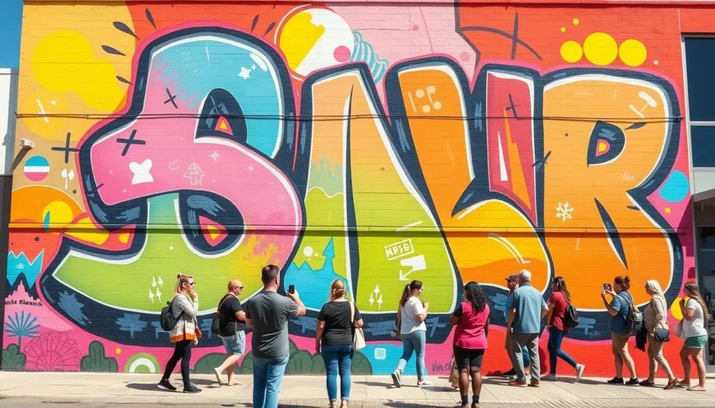 Colorful street art mural in Bunbury's CBD