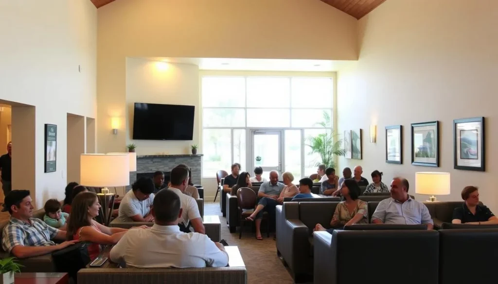 Comfortable accommodations in nearby Guadalupe with diverse travelers relaxing in a hotel lobby Comfortable accommodations in nearby Guadalupe with diverse travelers relaxing in a hotel lobby