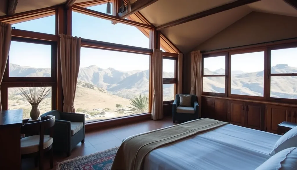 Comfortable lodge accommodation in Simien Mountains National Park Ethiopia with mountain views