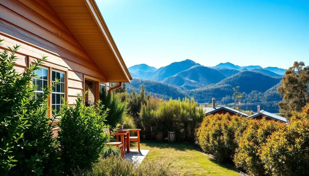 Cozy accommodation in Warburton with mountain views and outdoor seating area