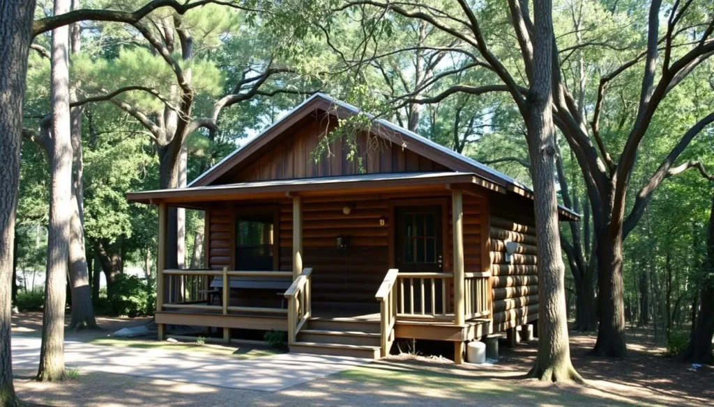 Cozy cabin accommodation near Bayou Bartholomew Louisiana surrounded by trees Cozy cabin accommodation near Bayou Bartholomew Louisiana surrounded by trees