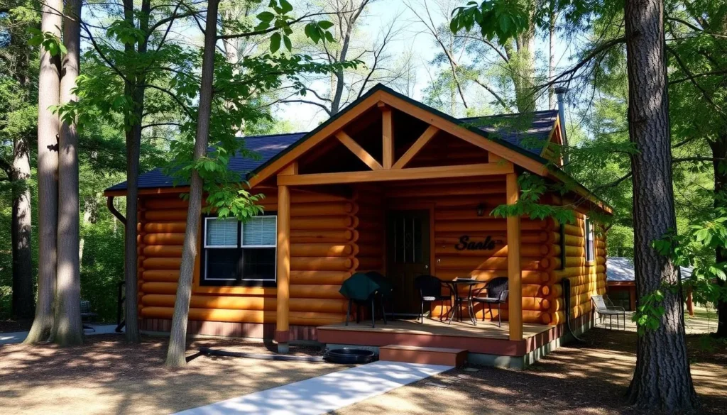 Cozy cabin accommodation near Cache River State Park surrounded by trees Cozy cabin accommodation near Cache River State Park surrounded by trees