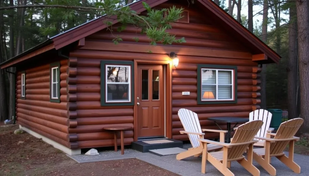 Cozy cabin accommodation near Iroquois County State Park with outdoor seating area Cozy cabin accommodation near Iroquois County State Park with outdoor seating area