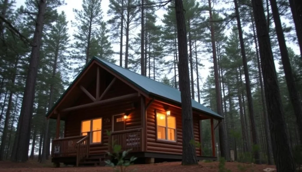 Cozy cabin accommodation near Lake Hemlock Pennsylvania surrounded by trees Cozy cabin accommodation near Lake Hemlock Pennsylvania surrounded by trees