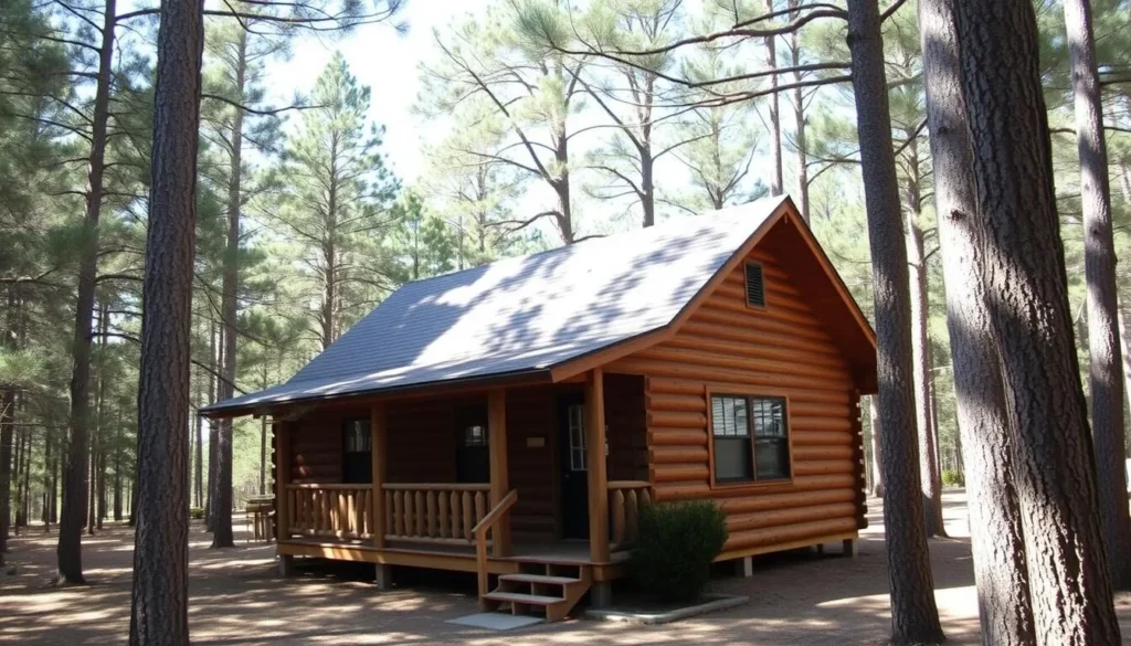Cozy cabin accommodation near Olustee Battlefield surrounded by pine trees