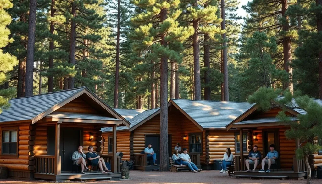 Cozy cabin accommodations surrounded by pine trees on the Kaibab Plateau Cozy cabin accommodations surrounded by pine trees on the Kaibab Plateau