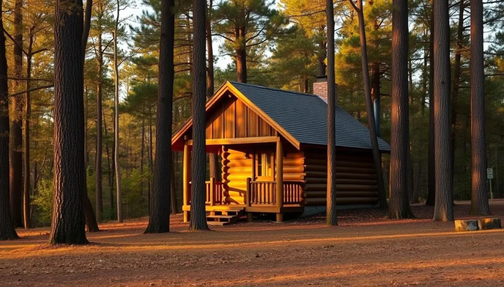 Cozy cabin near Cache River Nature Preserve Illinois surrounded by forest