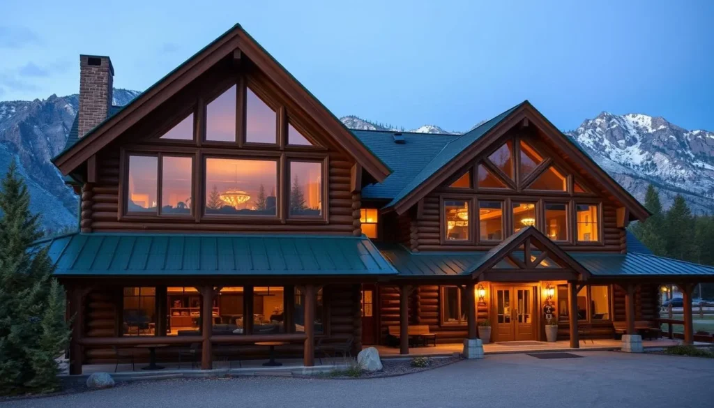 Cozy lodge accommodation near Mono Lake with mountain views in the background Cozy lodge accommodation near Mono Lake with mountain views in the background
