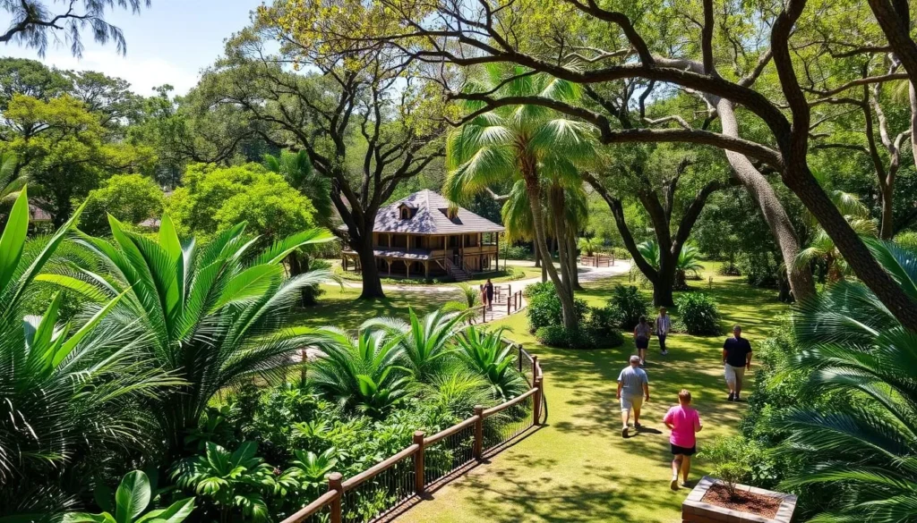 Crane Point Hammock Museum and Nature Center in Marathon showing tropical vegetation and historic buildings Crane Point Hammock Museum and Nature Center in Marathon showing tropical vegetation and historic buildings