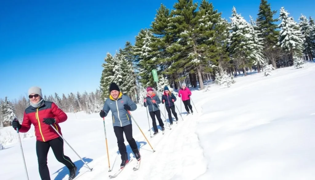 Cross-country skiing at Johnson-Sauk Trail Nature Preserve in winter Cross-country skiing at Johnson-Sauk Trail Nature Preserve in winter