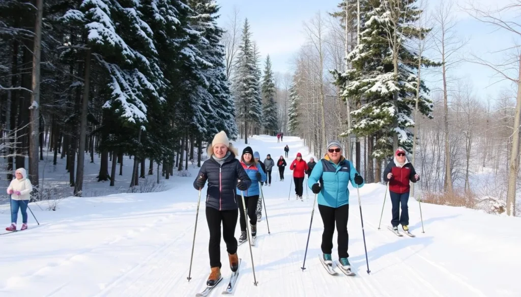 Cross-country skiing at Ryerson Station State Park in winter Cross-country skiing at Ryerson Station State Park in winter