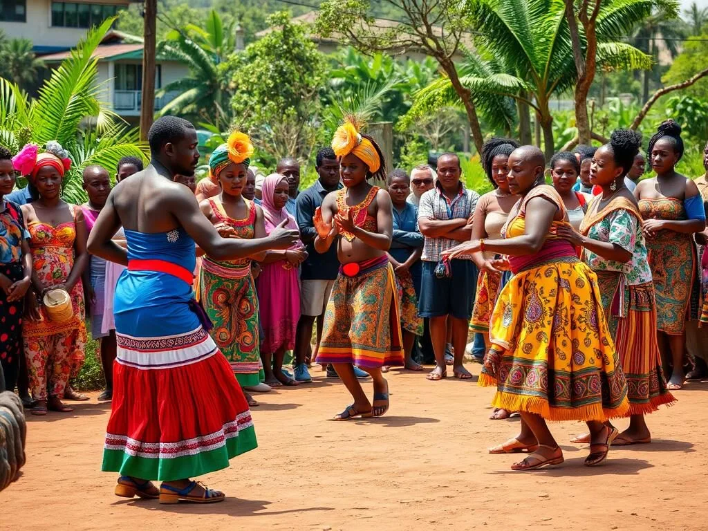 Cultural dance performance by local community near Queen Elizabeth National Park Uganda