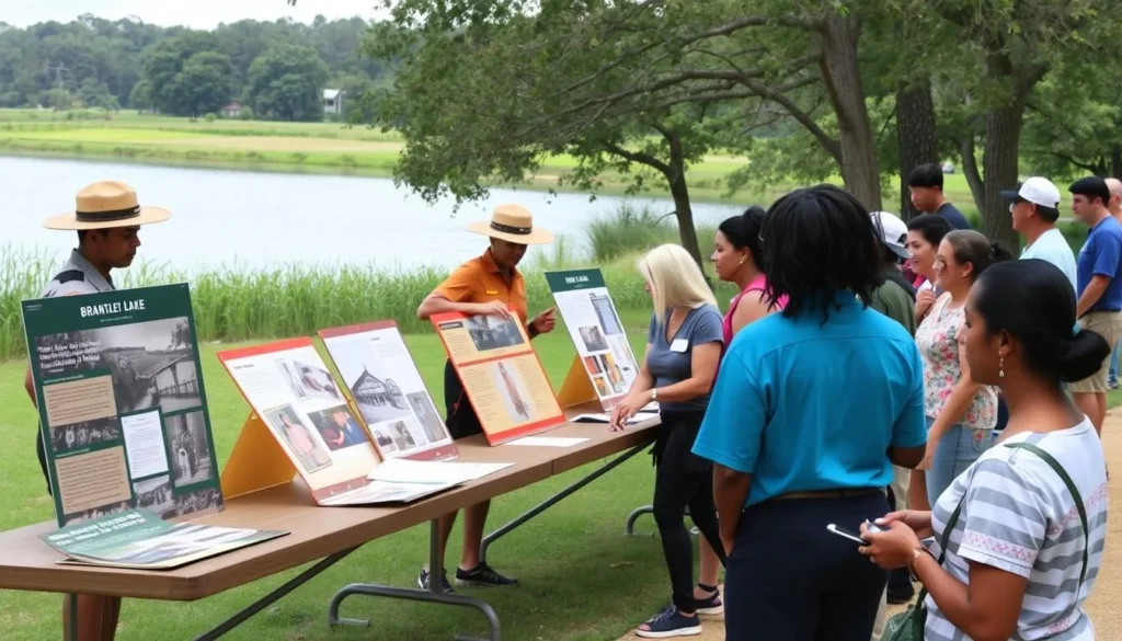 Cultural event at Brantley Lake State Park with educational displays about local history