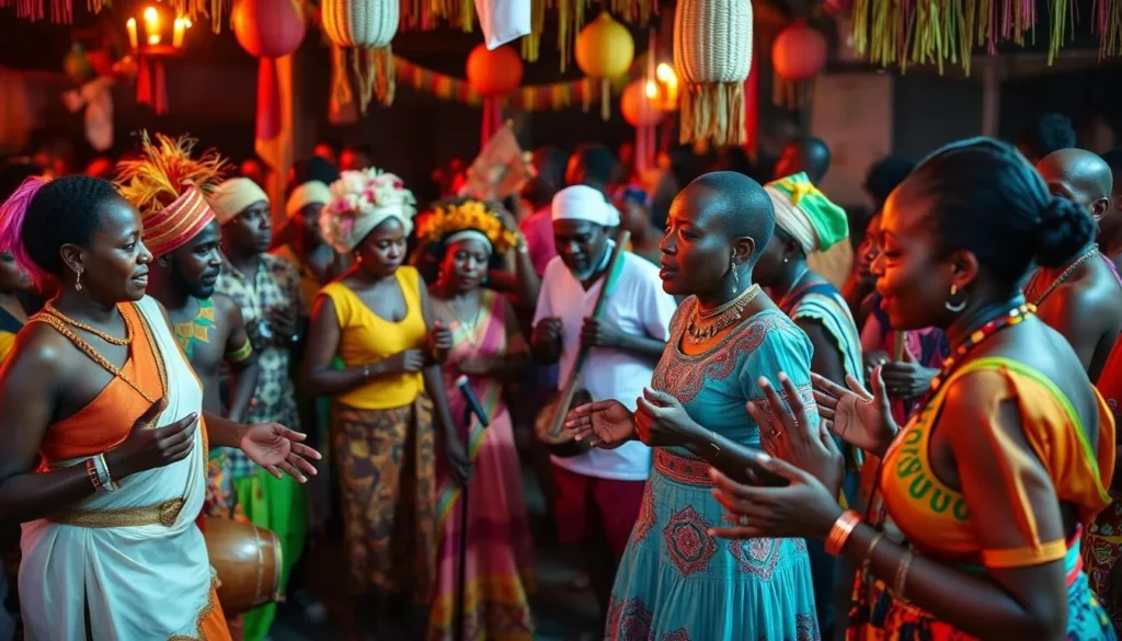 Cultural festival celebration on Leguan Island with traditional music and dance