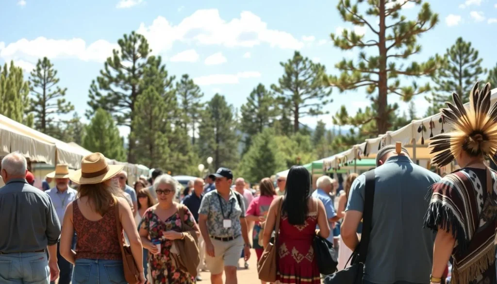 Cultural festival in Show Low with local artisans displaying crafts and Native American art